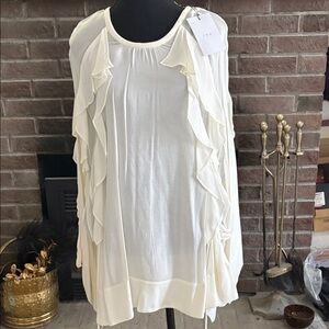 IRO Women's Cream Ruffle Front Long Sleeve Top